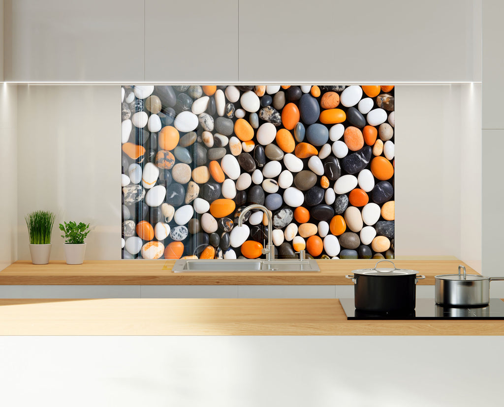 Beach Stones Glass Backsplash-BacksplashArtworks