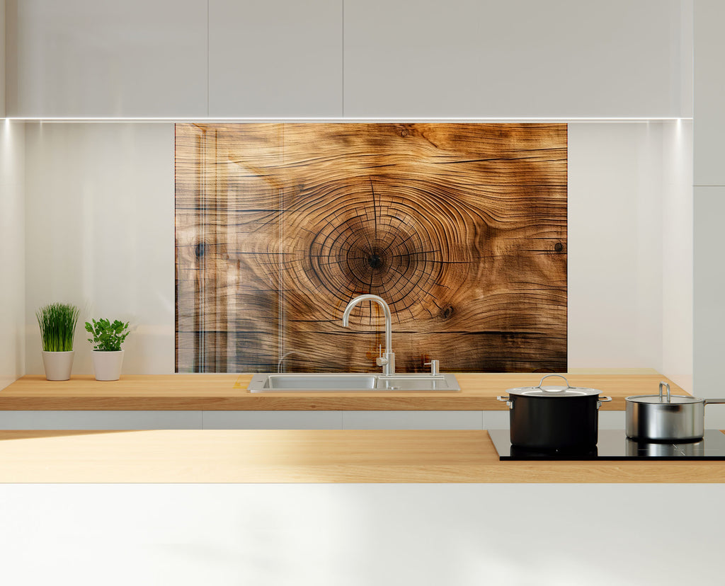 Natural Wood Grain - Glass Kitchen Backsplash-BacksplashArtworks