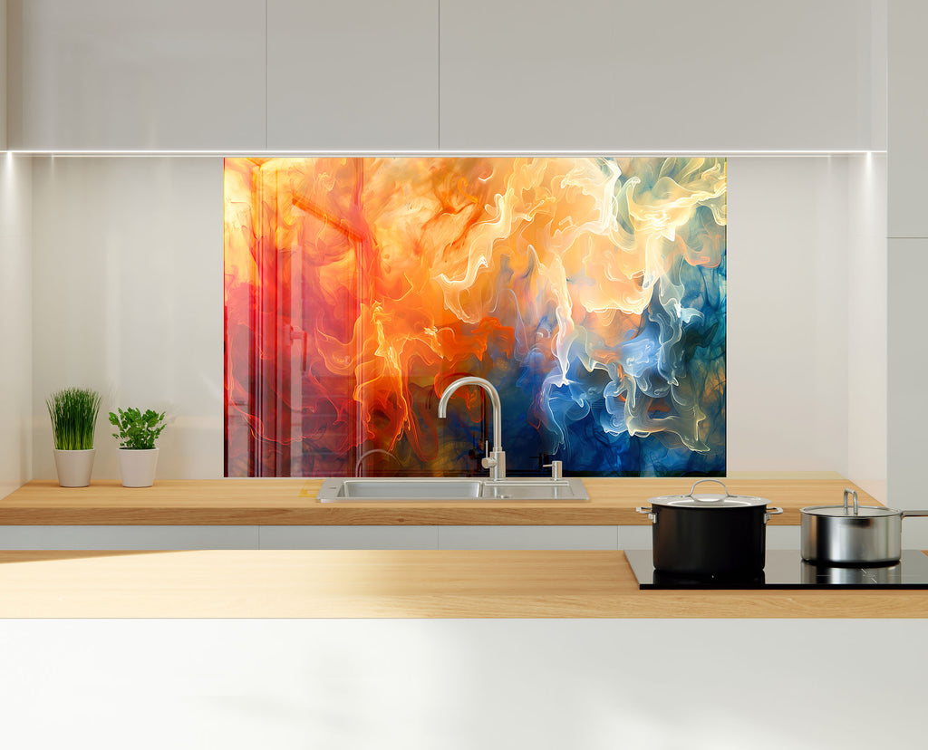 Abstract Tempered Glass Backsplash-BacksplashArtworks