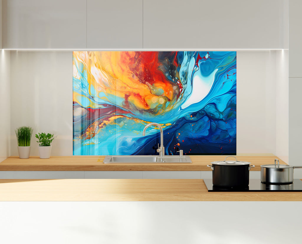 Abstract Tempered Glass Backsplash-BacksplashArtworks