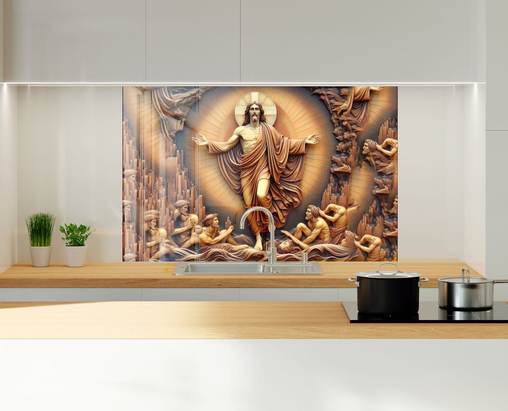 Jesus - Tempered Glass Kitchen Backsplash-BacksplashArtworks