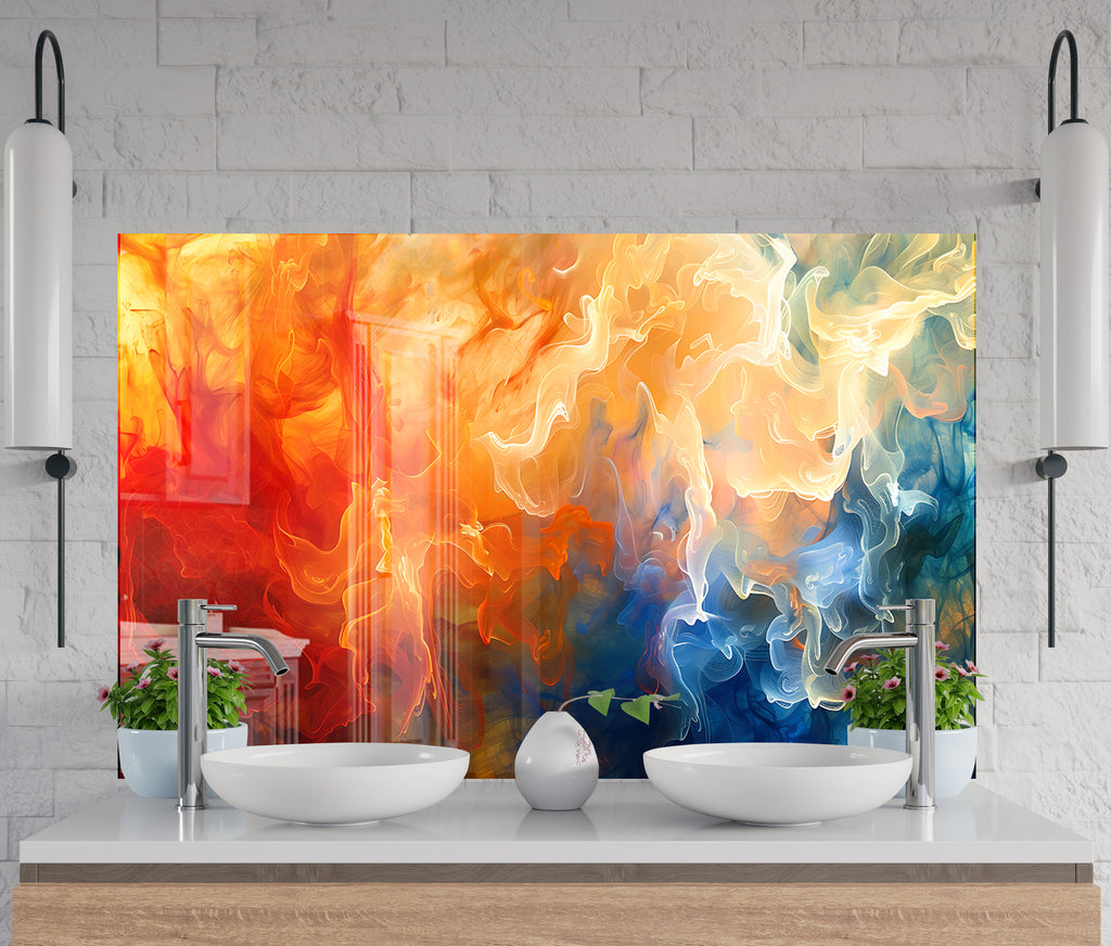Abstract Tempered Glass Backsplash-BacksplashArtworks