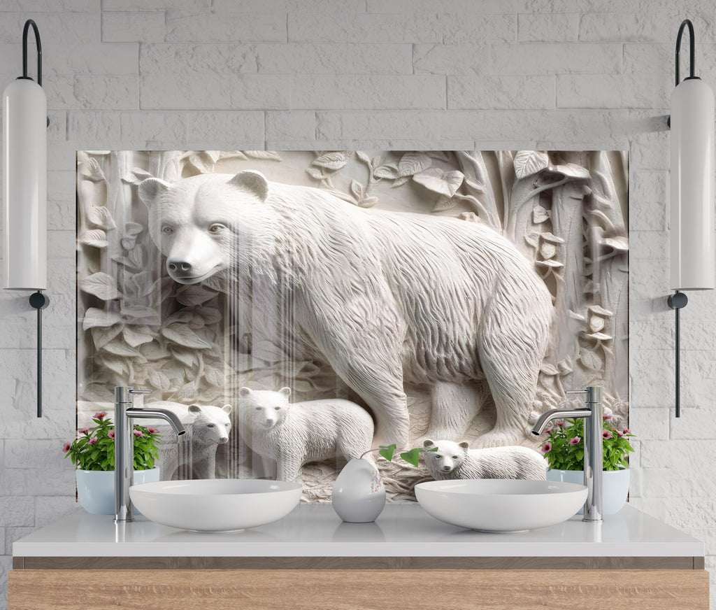 Polar Bear Wildlife – Glass Kitchen Backsplash-BacksplashArtworks
