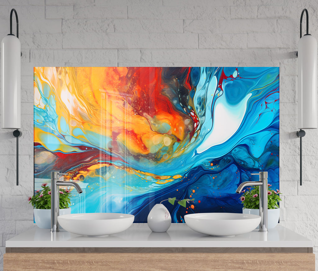 Abstract Tempered Glass Backsplash-BacksplashArtworks