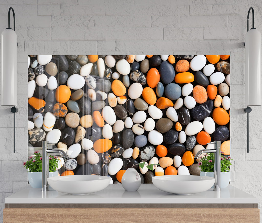 Beach Stones Glass Backsplash-BacksplashArtworks