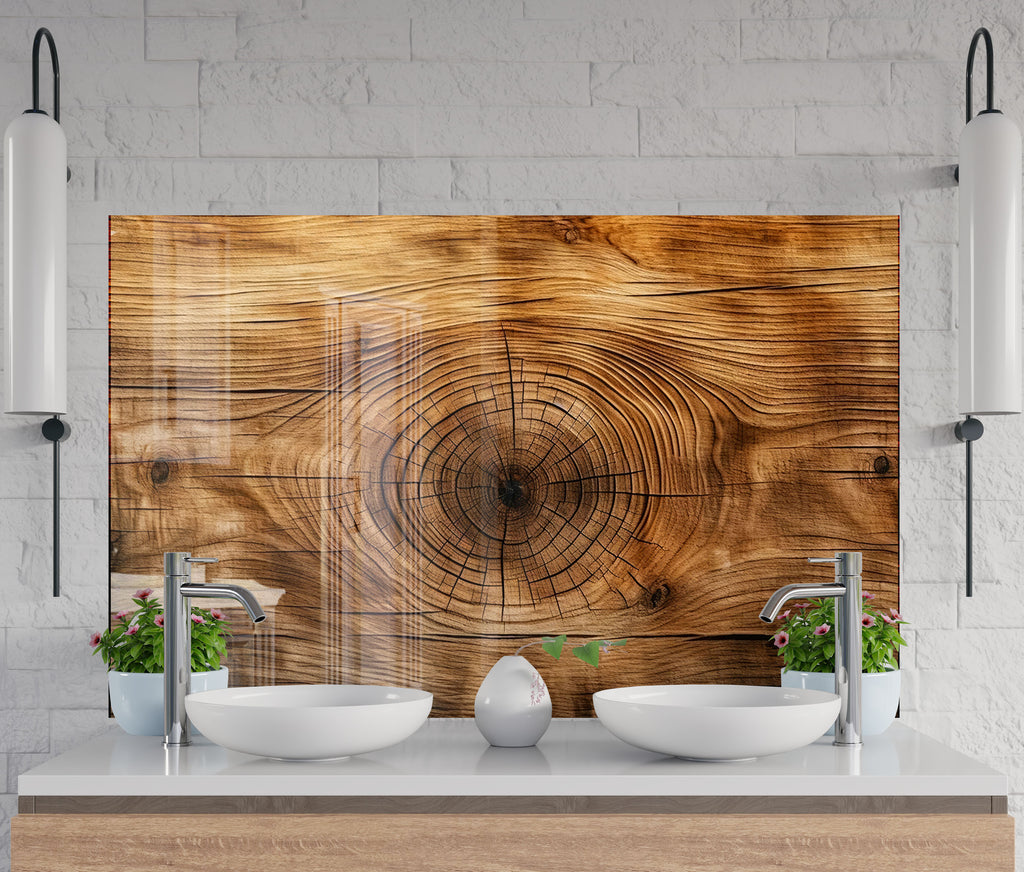 Natural Wood Grain - Glass Kitchen Backsplash-BacksplashArtworks