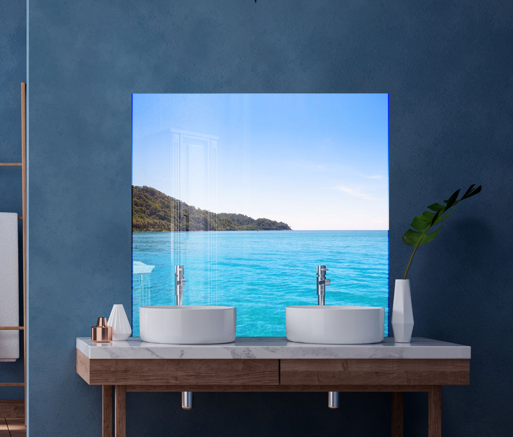 Crystal Blue Ocean Wall Art – Tempered Glass Kitchen Backsplash-BacksplashArtworks