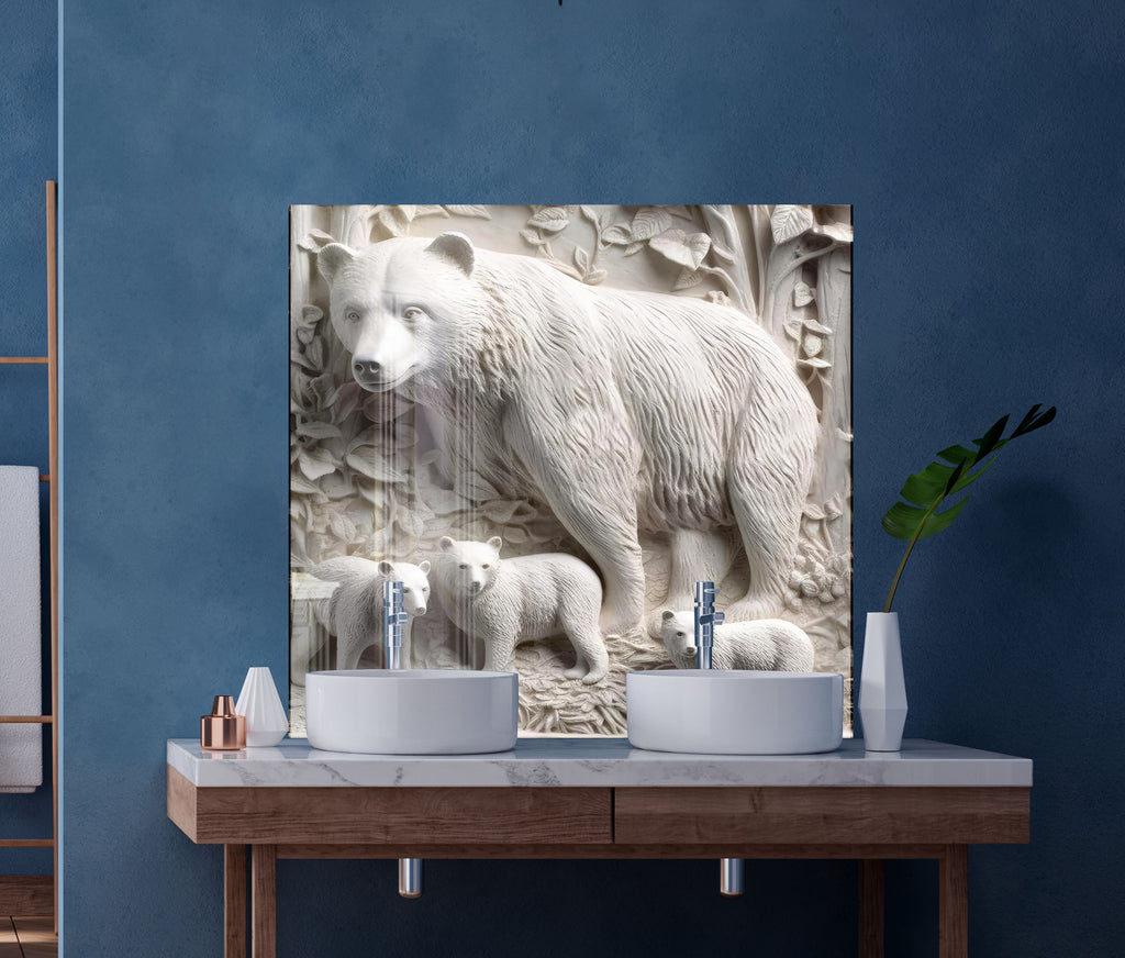 Polar Bear Wildlife – Glass Kitchen Backsplash-BacksplashArtworks