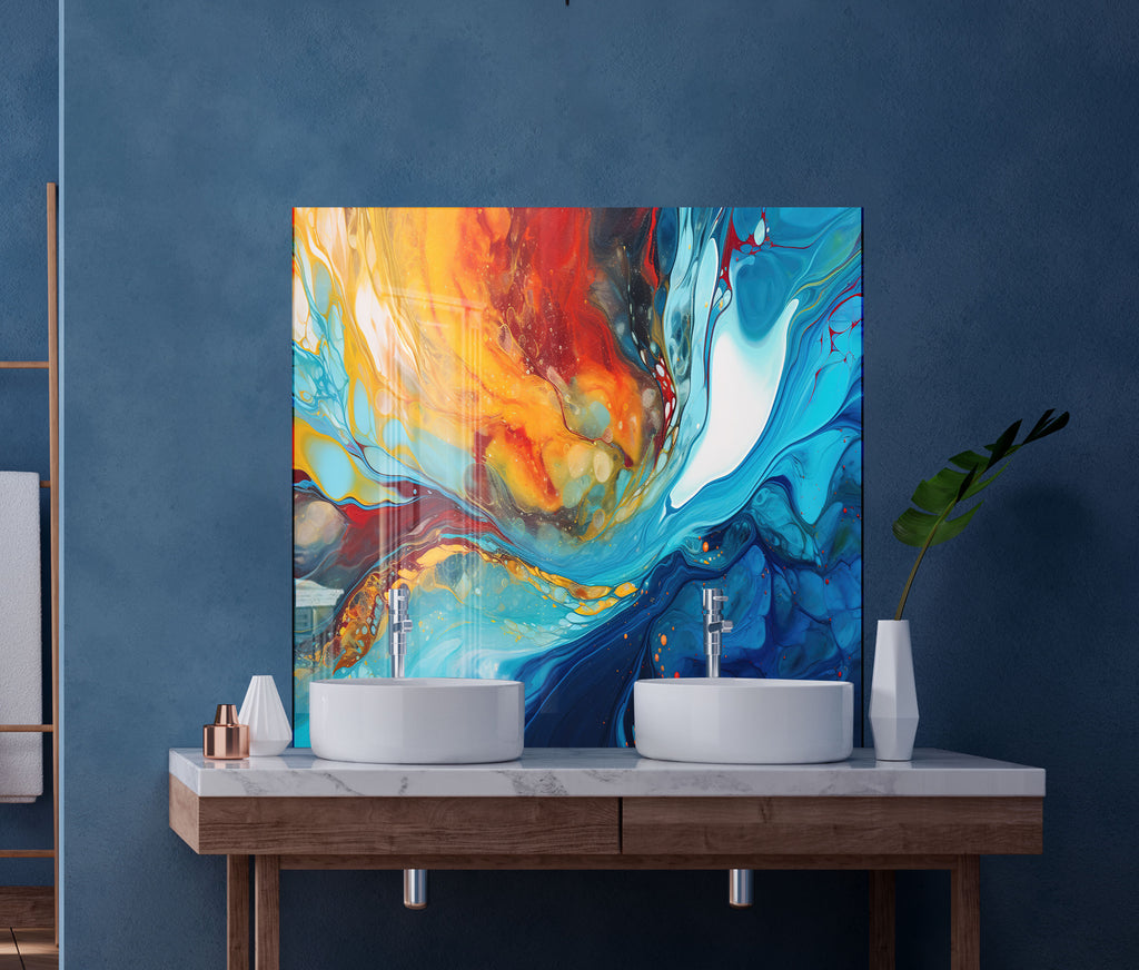 Abstract Tempered Glass Backsplash-BacksplashArtworks
