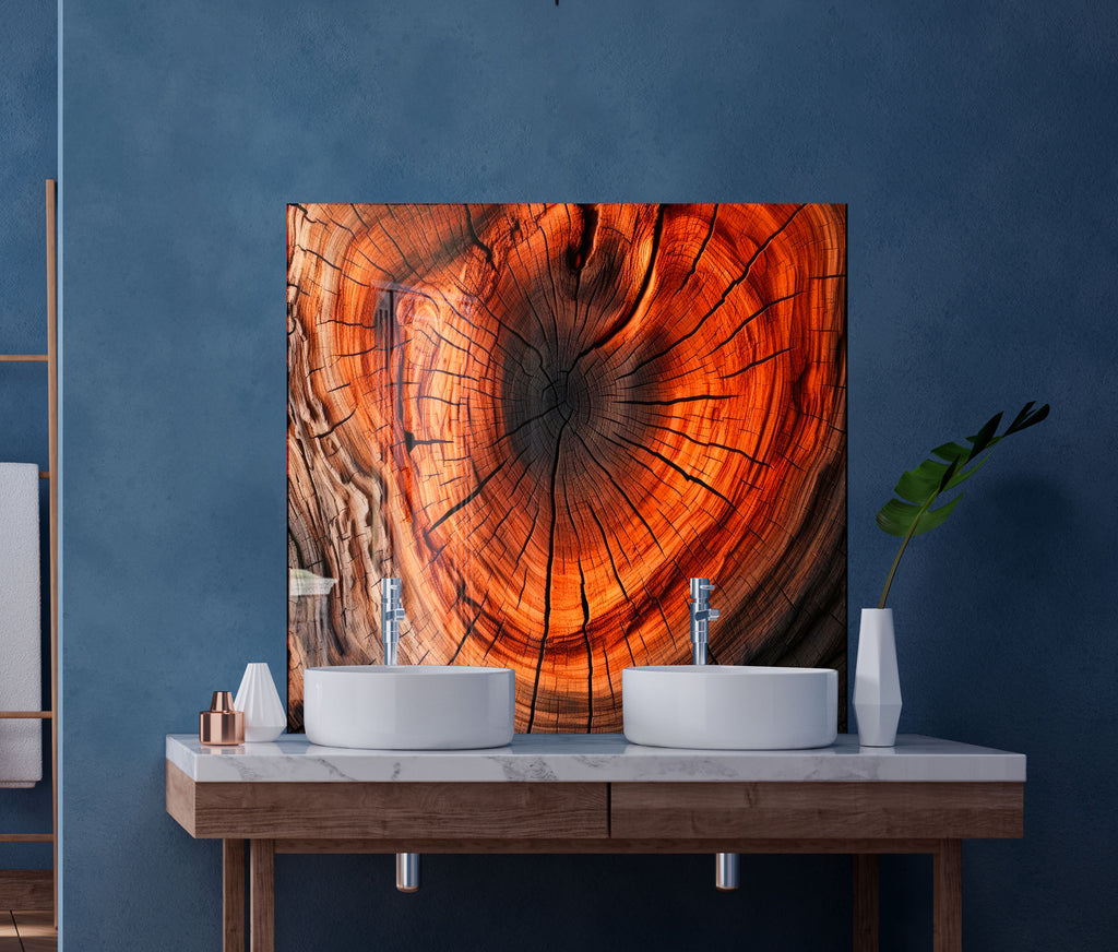 Natural Tree Ring - Glass Kitchen Backsplash-BacksplashArtworks