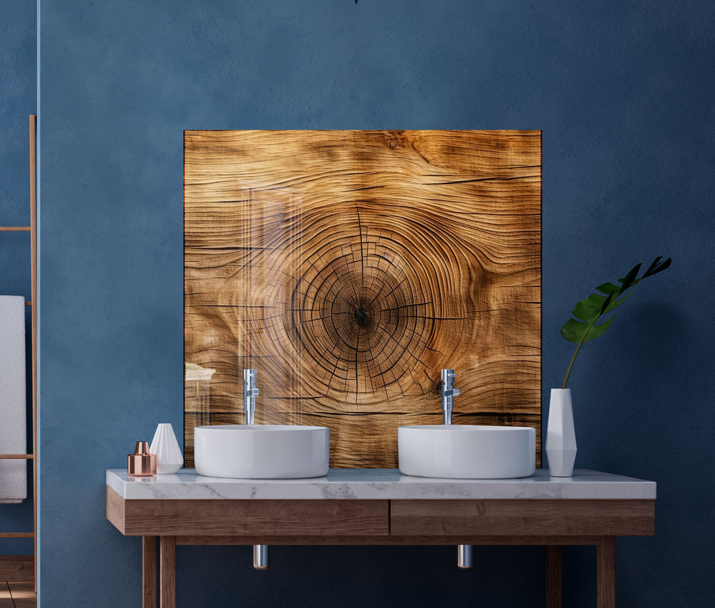 Natural Wood Grain - Glass Kitchen Backsplash-BacksplashArtworks