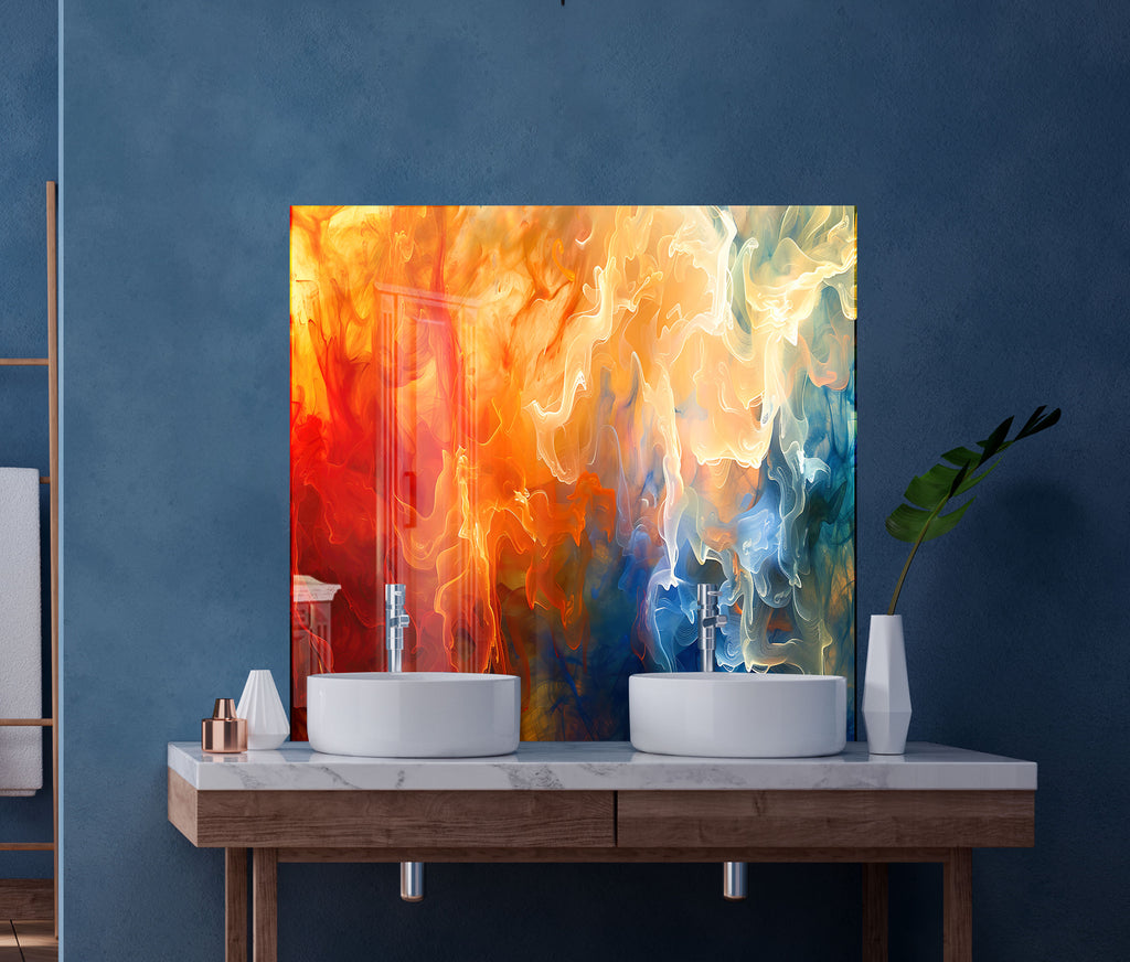 Abstract Tempered Glass Backsplash-BacksplashArtworks