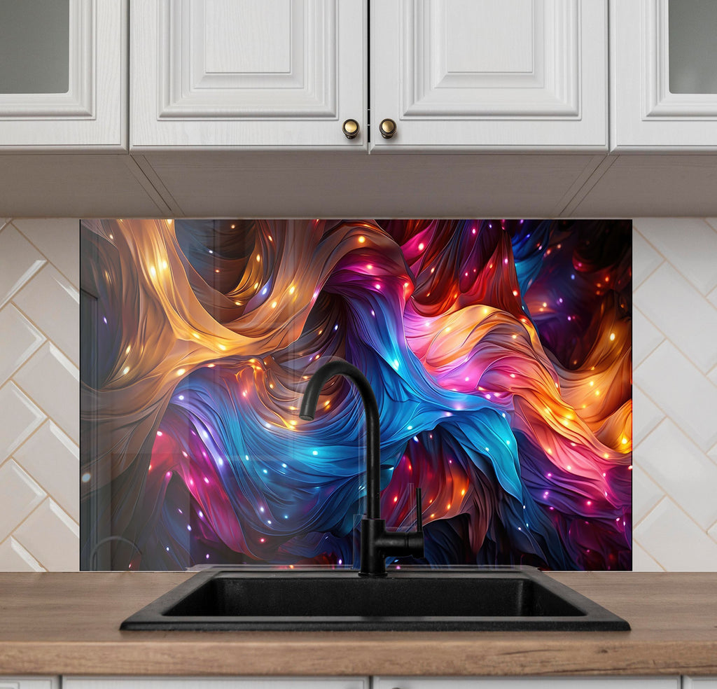 Cosmic Flow – Tempered Glass Kitchen Backsplash-BacksplashArtworks