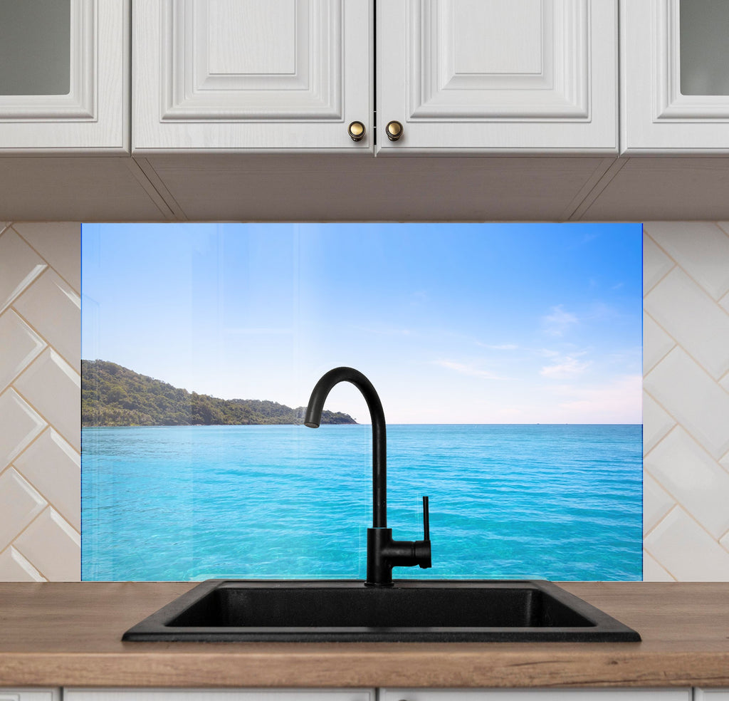 Crystal Blue Ocean Wall Art – Tempered Glass Kitchen Backsplash-BacksplashArtworks