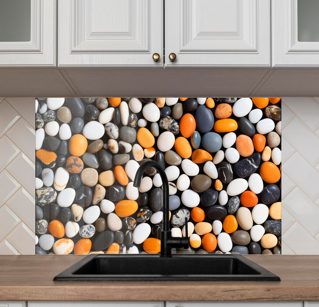 Beach Stones Glass Backsplash-BacksplashArtworks