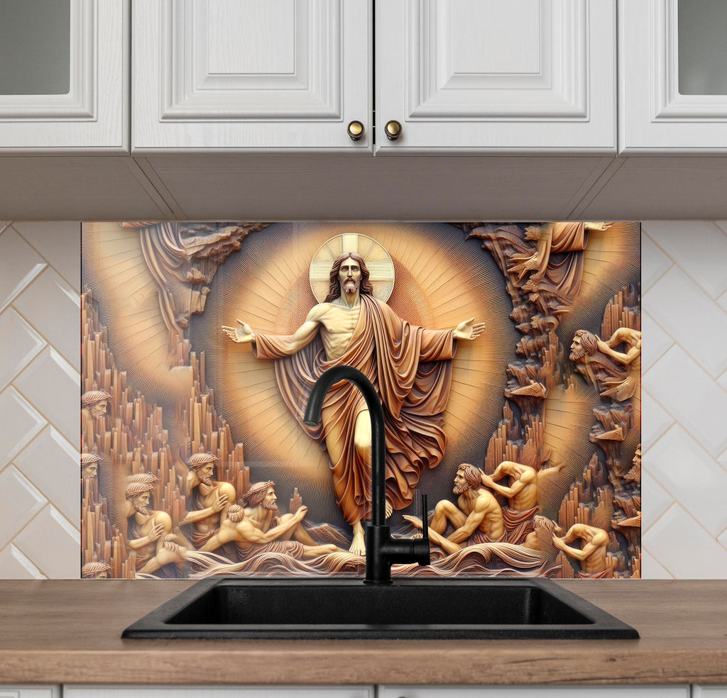 Jesus - Tempered Glass Kitchen Backsplash-BacksplashArtworks