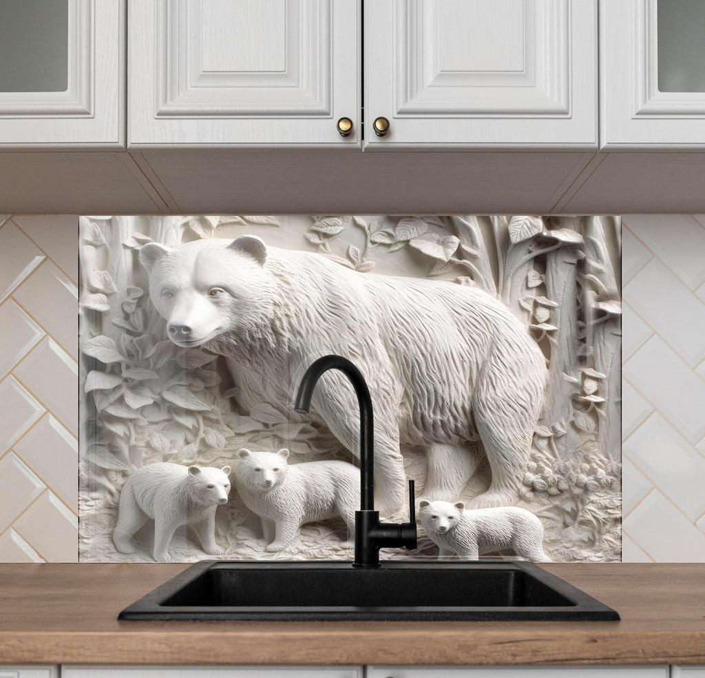Polar Bear Wildlife – Glass Kitchen Backsplash-BacksplashArtworks