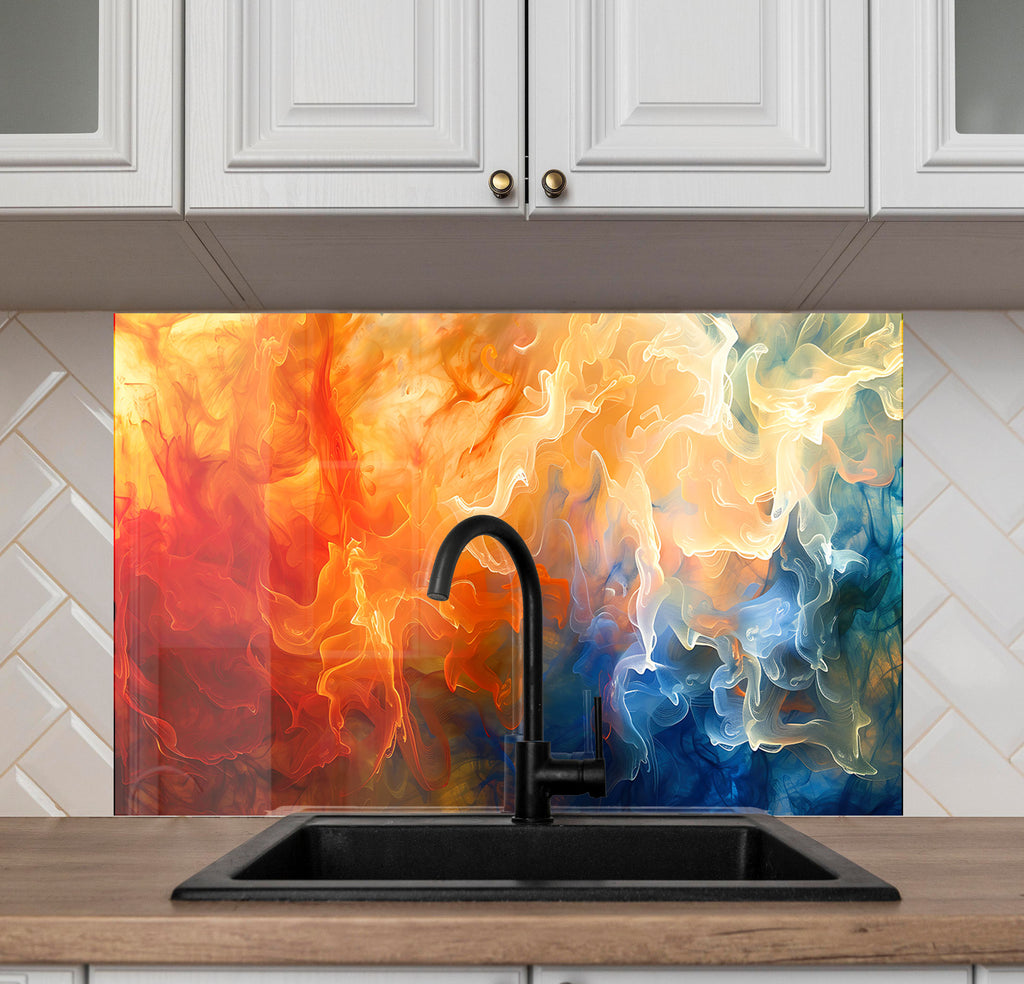 Abstract Tempered Glass Backsplash-BacksplashArtworks