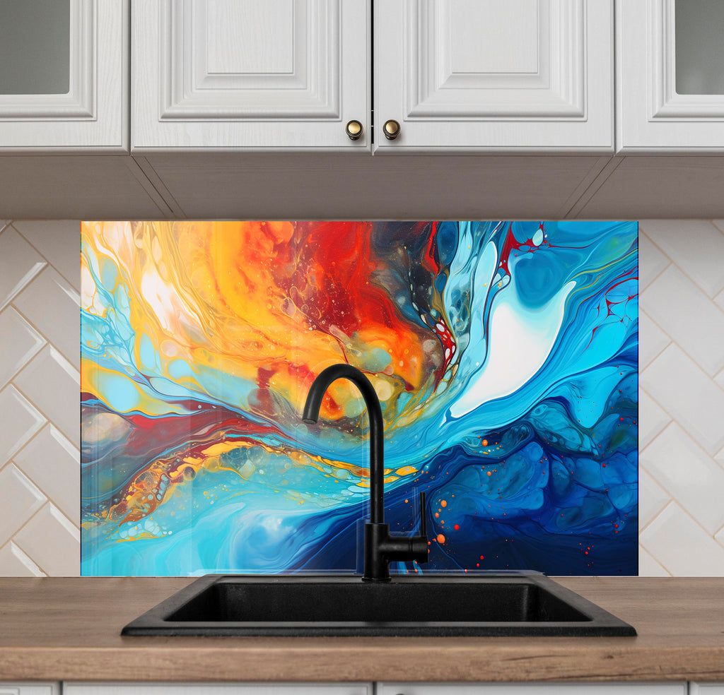 Abstract Tempered Glass Backsplash-BacksplashArtworks
