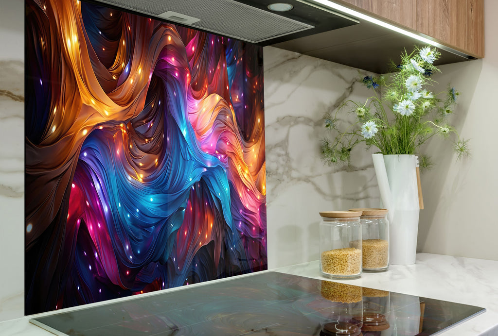 Cosmic Flow – Tempered Glass Kitchen Backsplash-BacksplashArtworks