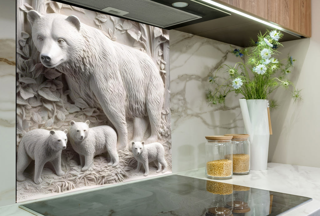 Polar Bear Wildlife – Glass Kitchen Backsplash-BacksplashArtworks