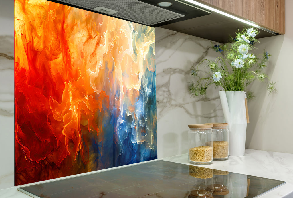 Abstract Tempered Glass Backsplash-BacksplashArtworks