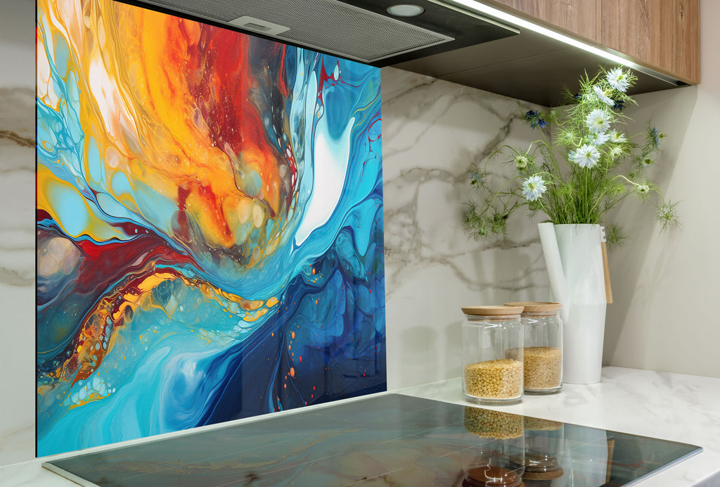 Abstract Tempered Glass Backsplash-BacksplashArtworks
