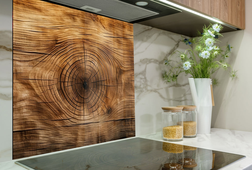 Natural Wood Grain - Glass Kitchen Backsplash-BacksplashArtworks