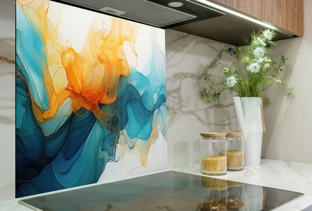 Abstract Tempered Glass Backsplash-BacksplashArtworks