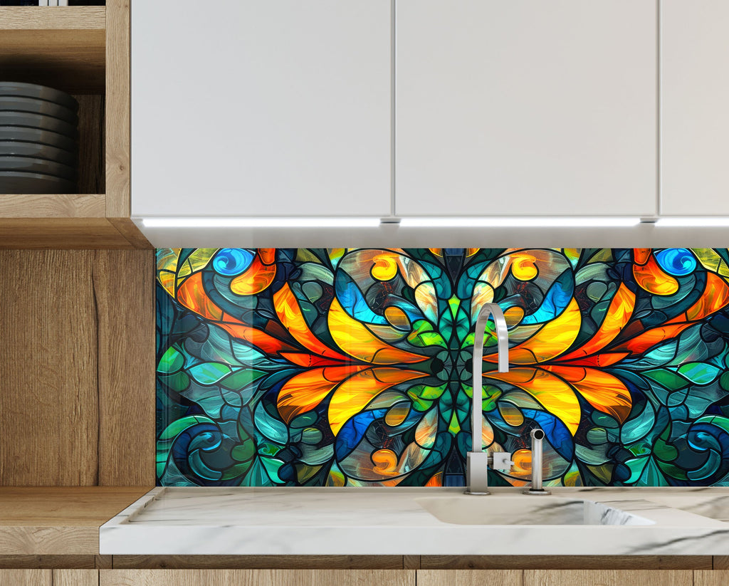 Radiant Stained - Glass Kitchen Backsplash-BacksplashArtworks