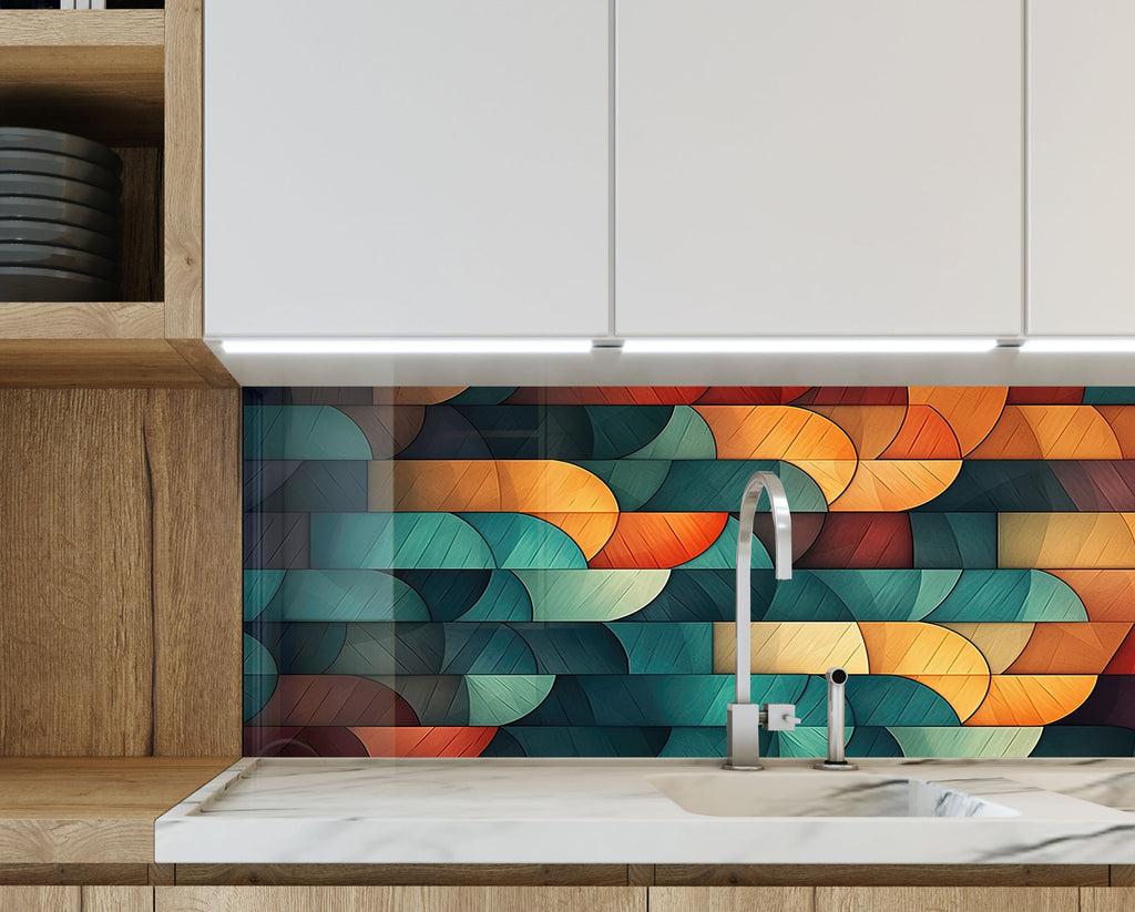 Copper Tulip Symphony - Glass Kitchen Backsplash-BacksplashArtworks