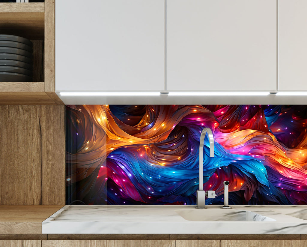 Cosmic Flow – Tempered Glass Kitchen Backsplash-BacksplashArtworks