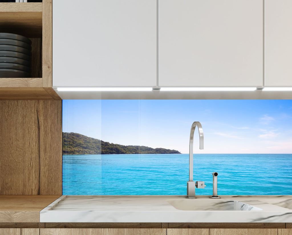 Crystal Blue Ocean Wall Art – Tempered Glass Kitchen Backsplash-BacksplashArtworks