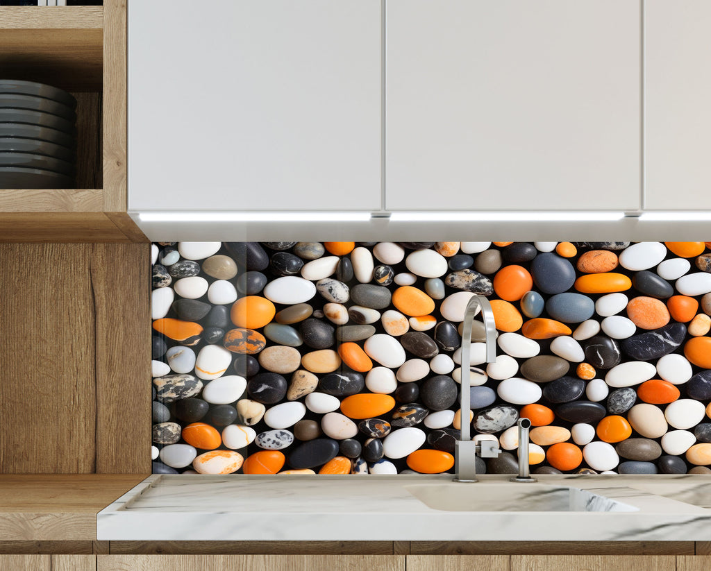 Beach Stones Glass Backsplash-BacksplashArtworks