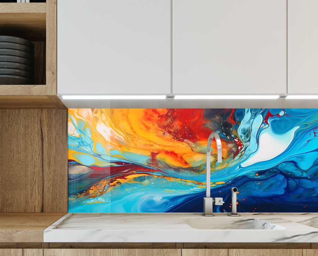 Abstract Tempered Glass Backsplash-BacksplashArtworks