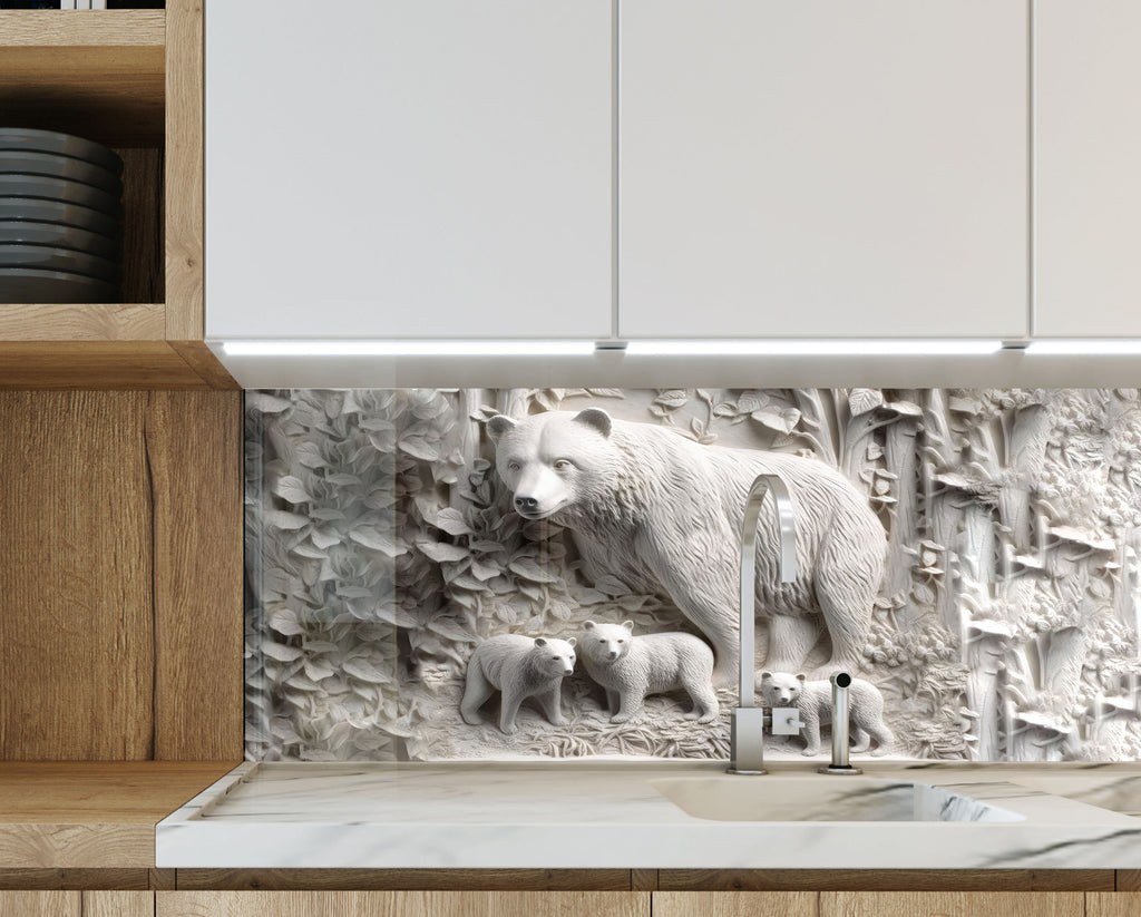 Polar Bear Wildlife – Glass Kitchen Backsplash-BacksplashArtworks