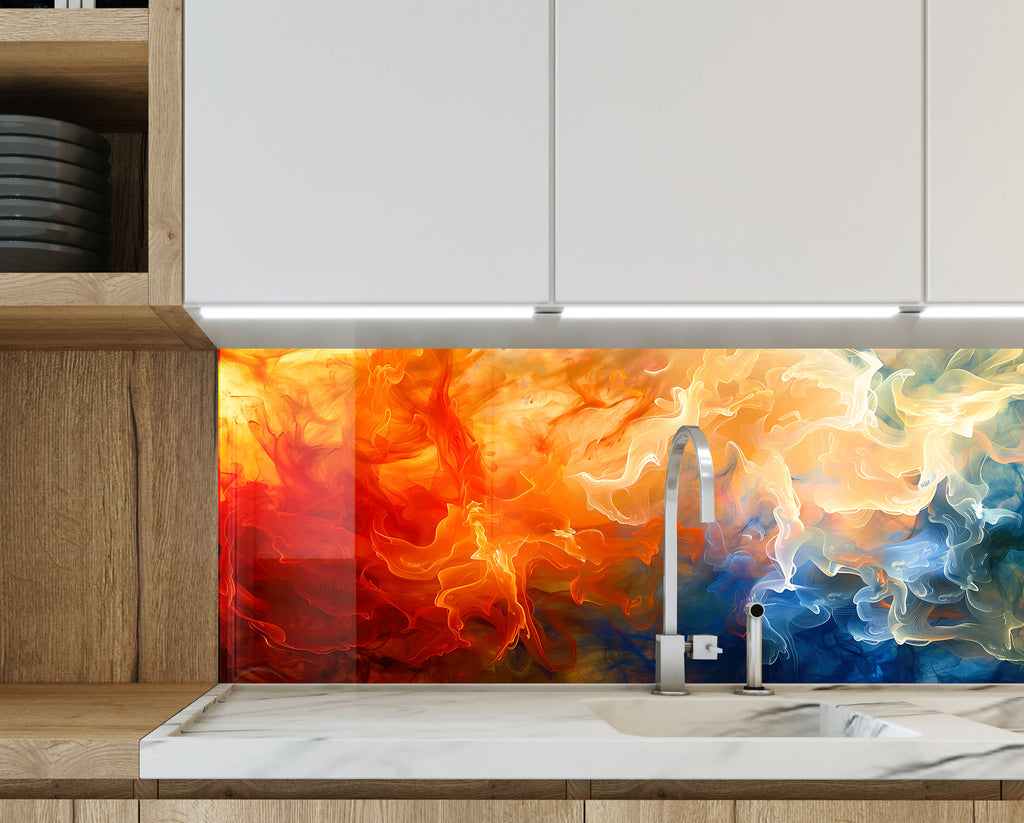 Abstract Tempered Glass Backsplash-BacksplashArtworks