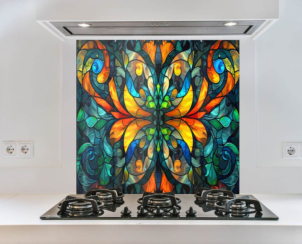 Radiant Stained - Glass Kitchen Backsplash-BacksplashArtworks