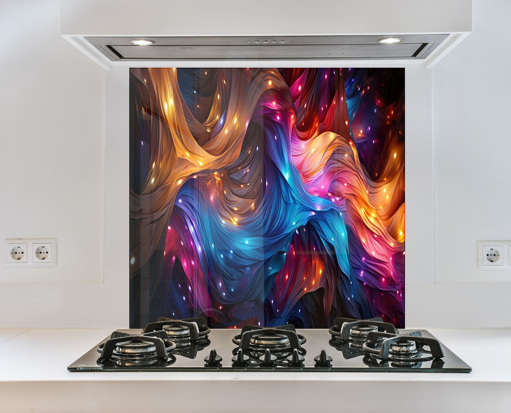 Cosmic Flow – Tempered Glass Kitchen Backsplash-BacksplashArtworks