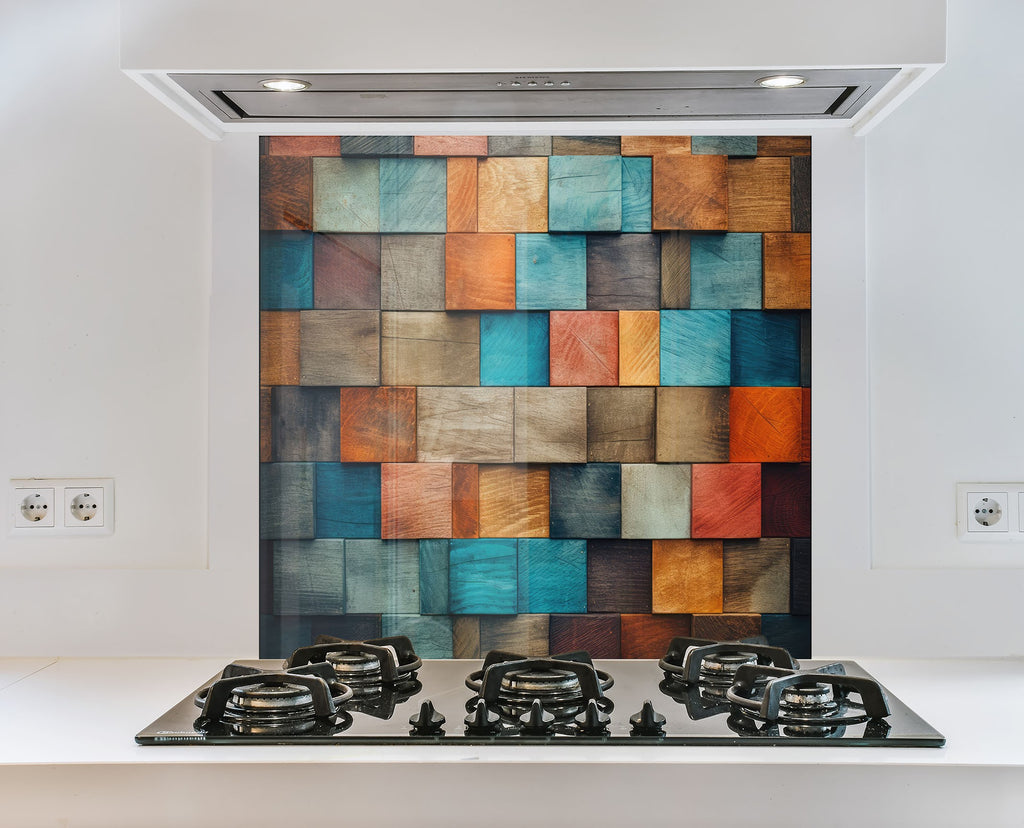 Rustic Patchwork Artistic - Glass Kitchen Backsplash-BacksplashArtworks