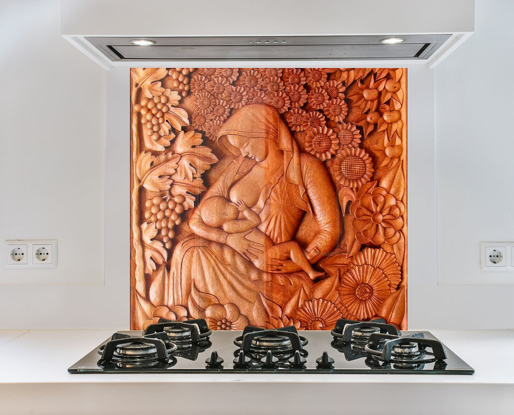 Eternal Motherhood - Glass Kitchen Backsplash-BacksplashArtworks