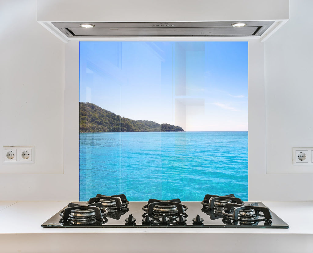Crystal Blue Ocean Wall Art – Tempered Glass Kitchen Backsplash-BacksplashArtworks
