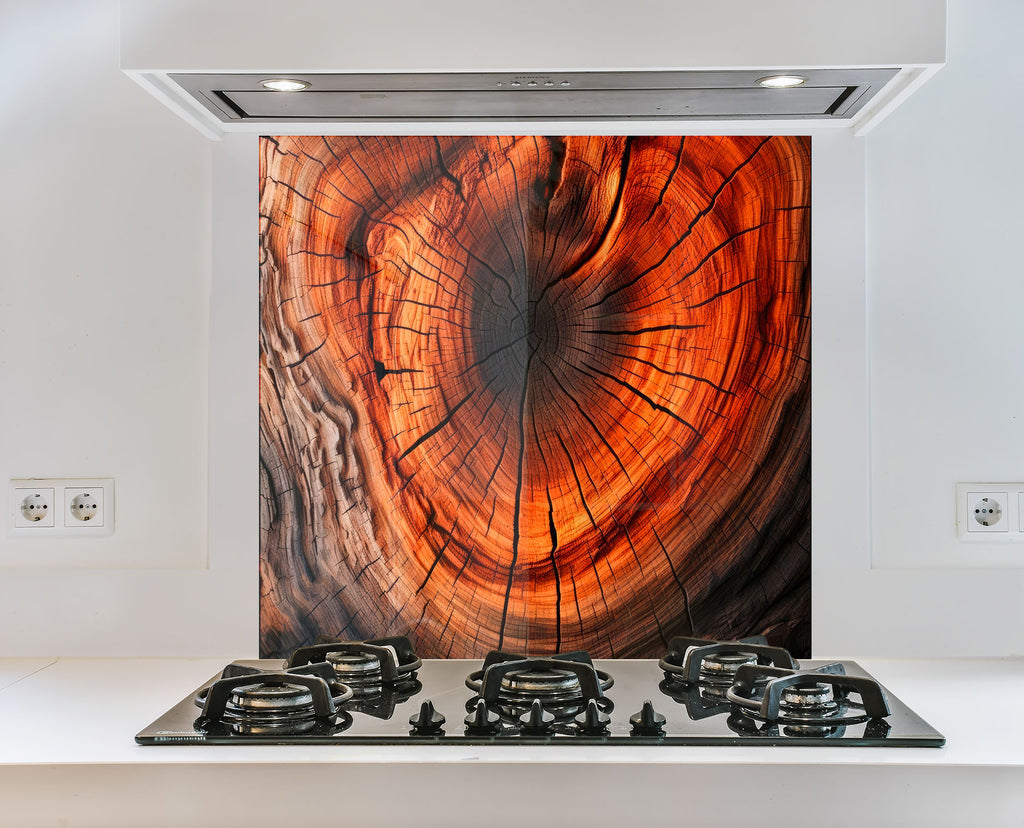 Natural Tree Ring - Glass Kitchen Backsplash-BacksplashArtworks