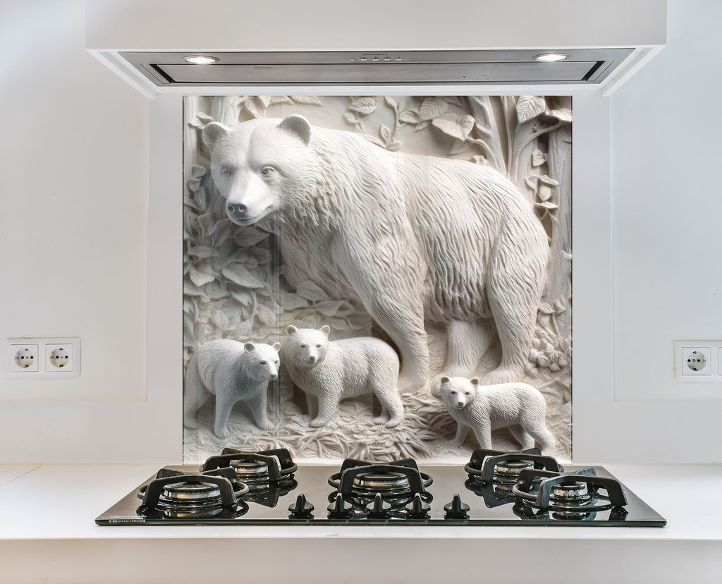 Polar Bear Wildlife – Glass Kitchen Backsplash-BacksplashArtworks