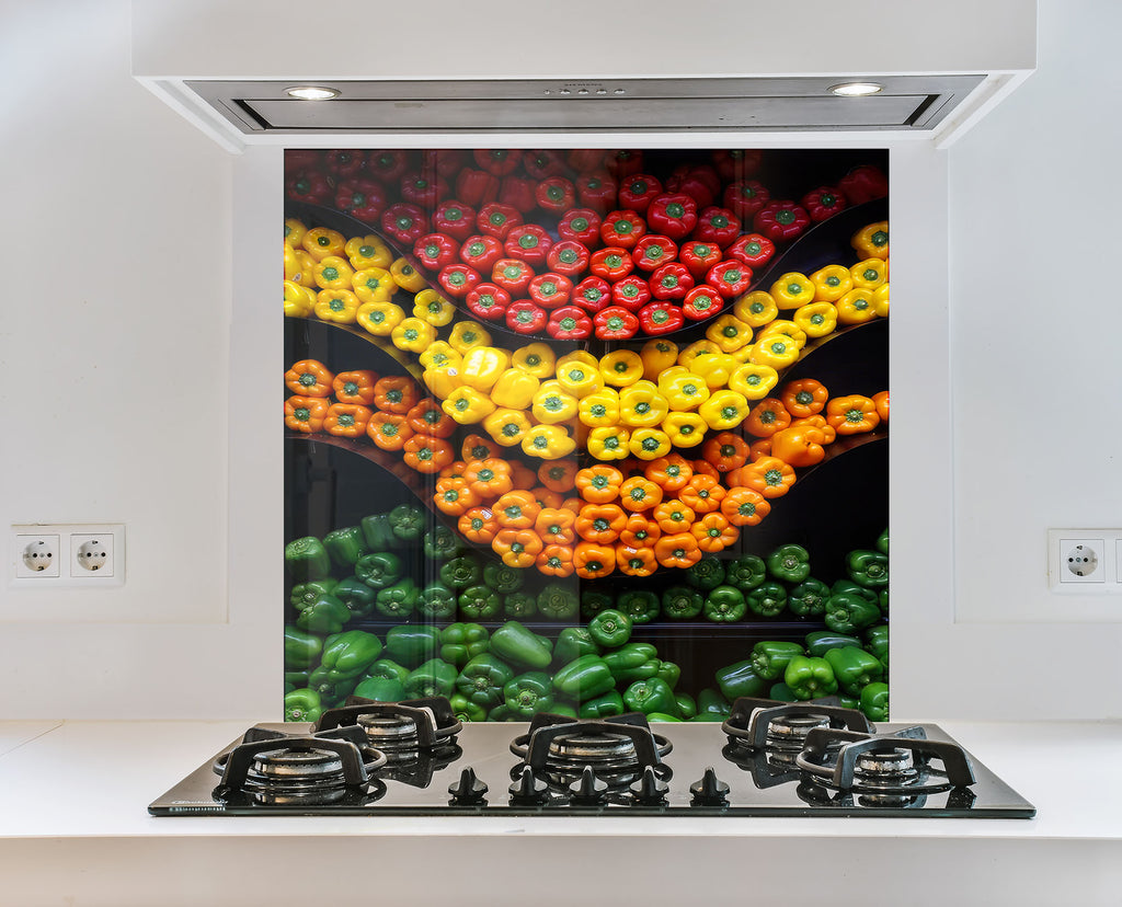 Colorful Bell Pepper Glass Kitchen Backsplash – Fresh Vegetable Design-BacksplashArtworks