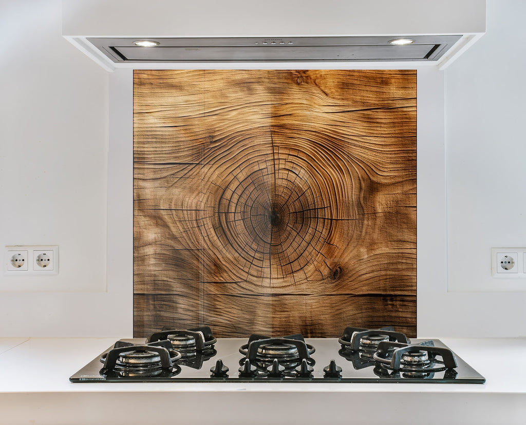 Natural Wood Grain - Glass Kitchen Backsplash-BacksplashArtworks
