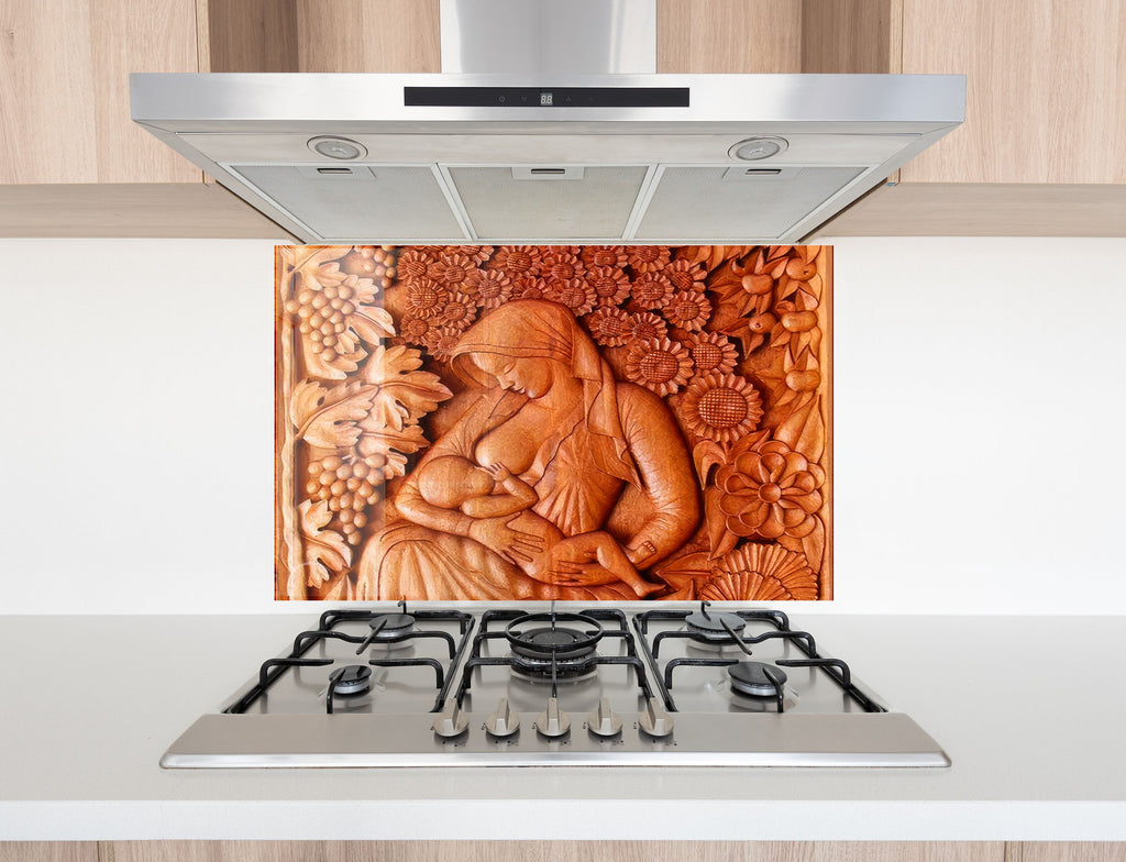 Eternal Motherhood - Glass Kitchen Backsplash-BacksplashArtworks