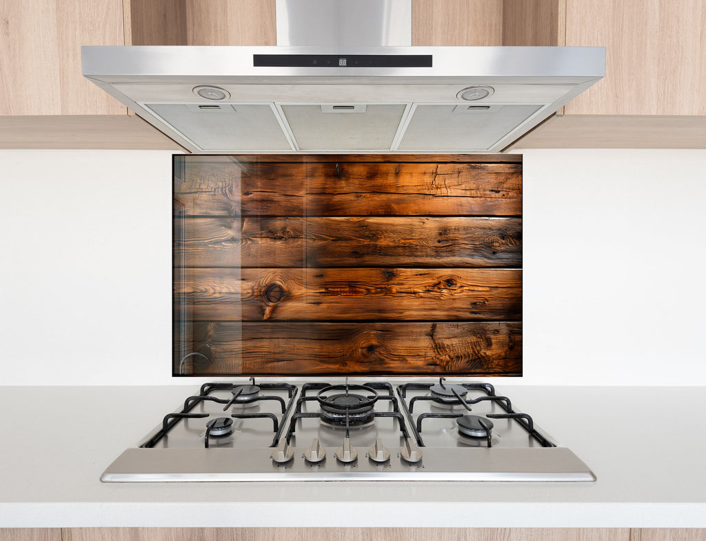 Burnt Wood - Glass Kitchen Backsplash-BacksplashArtworks