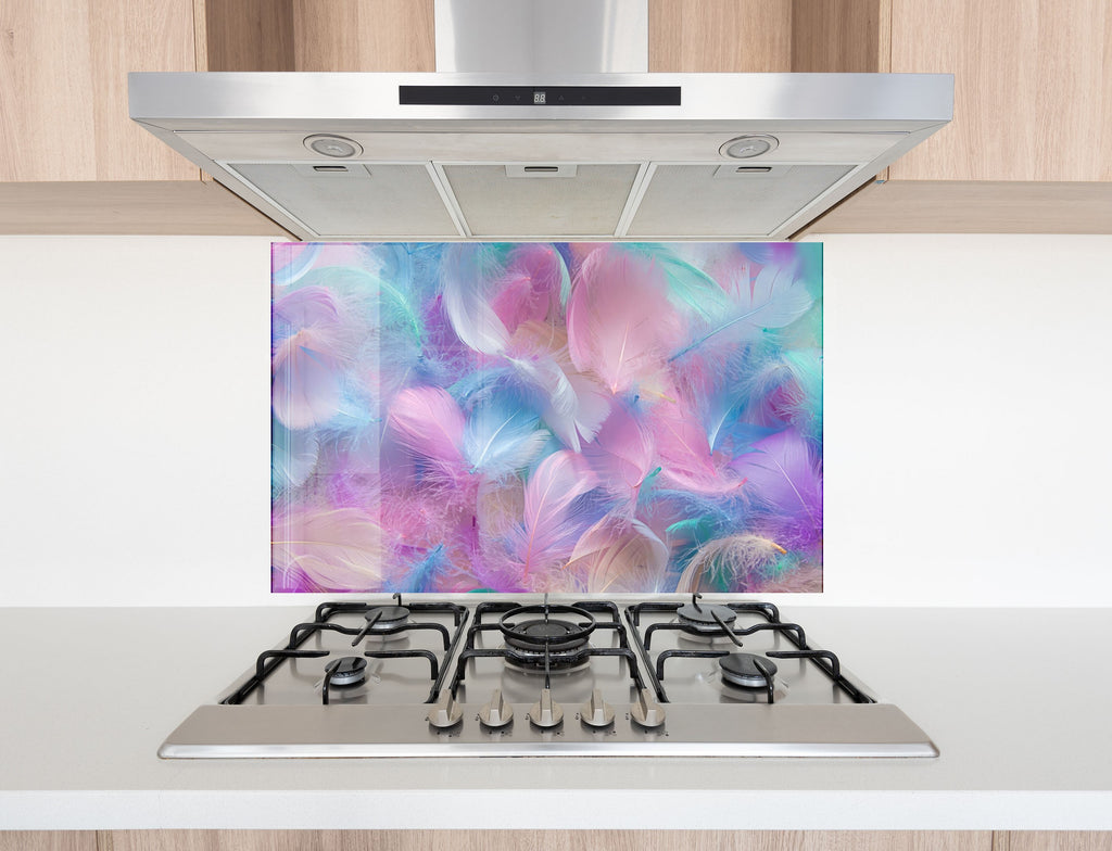 Feathered Bliss – Glass Kitchen Backsplash-BacksplashArtworks