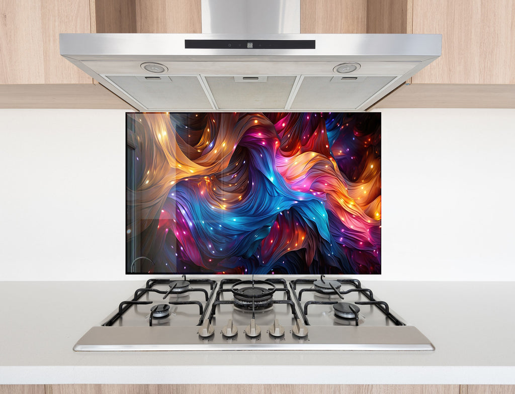 Cosmic Flow – Tempered Glass Kitchen Backsplash-BacksplashArtworks